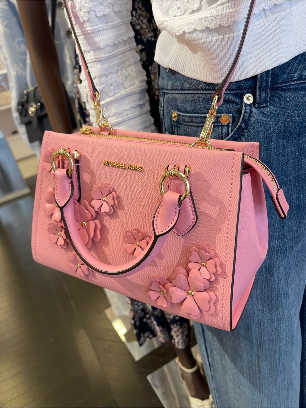 MICHAEL KORS Marilyn Sm Floral Embellished Satchel Messenger Cros
Carnation 
NWT - Picture 9 of 16